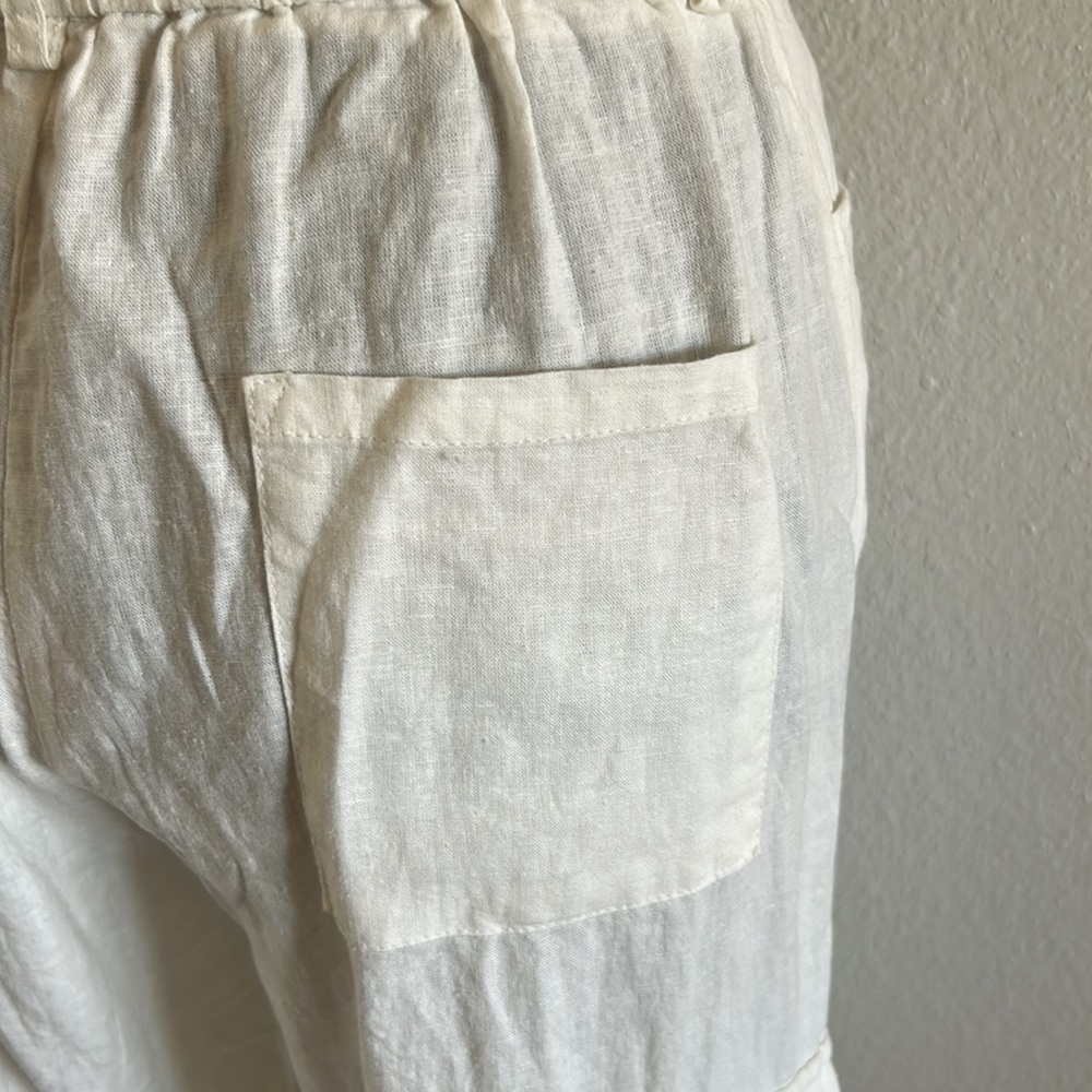 NWT White Linen Cargo Pants Size Medium - Picture 8 of 13